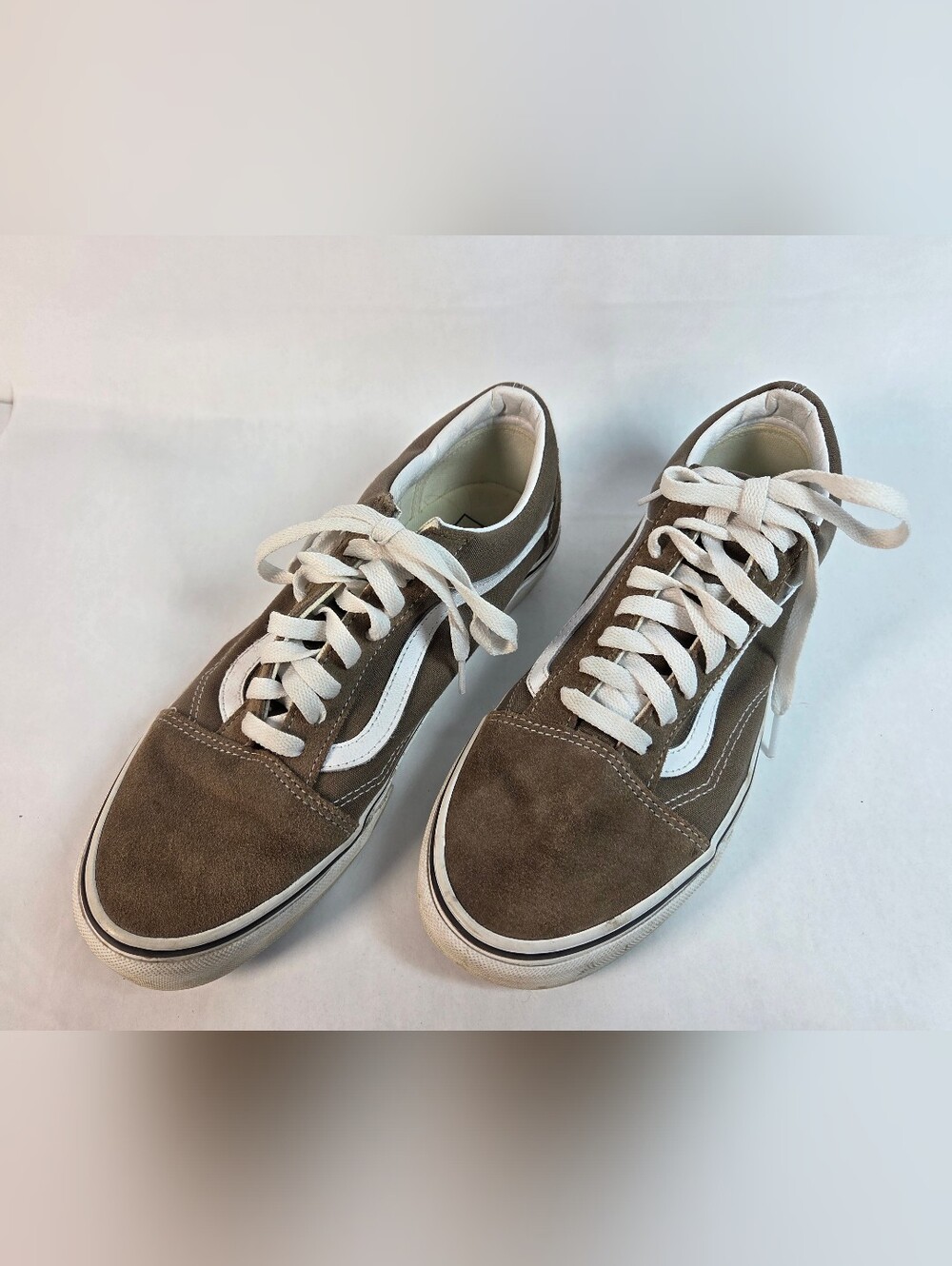 Vans Brown and White Suede Old Skool Low-Top Sneakers